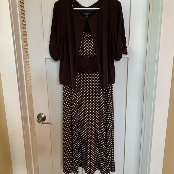 Chocolate Brown Polka dot dress. Perceptions New York. - Picture 1 of 6